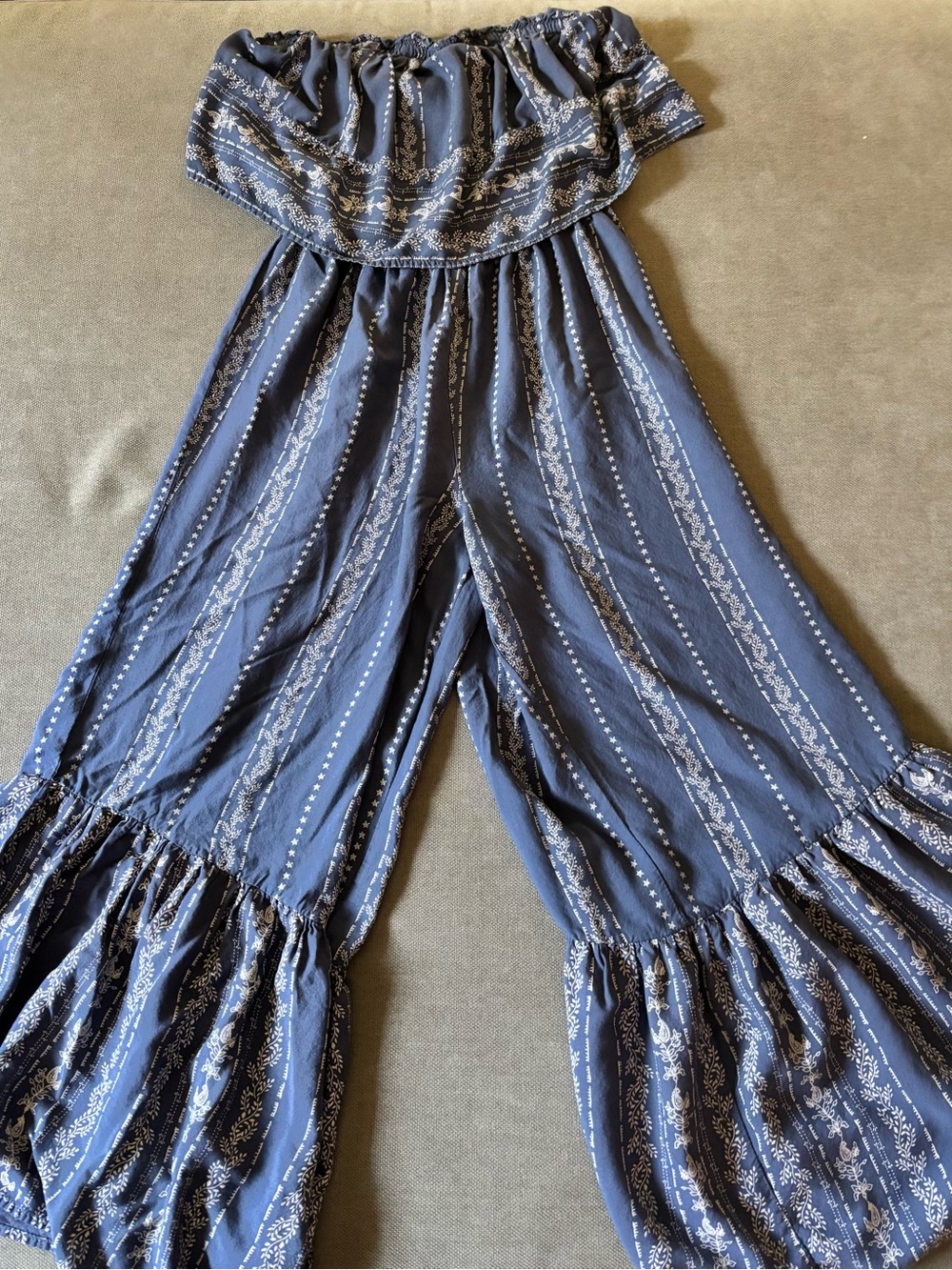 Japan Beach Resort wear Women’s Navy Off-Shoulder Wide-Leg Jumpsuit
